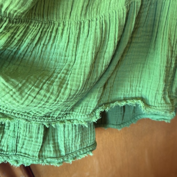 ANTHROPOLOGIE Tiered Gauze Mini Dress Green - Picture 6 of 7